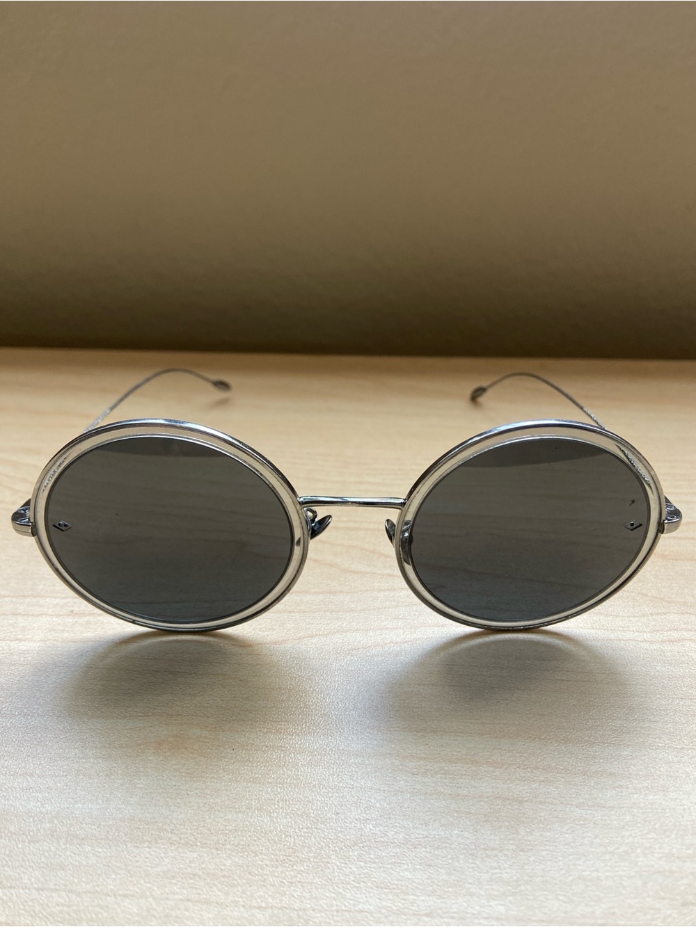 GIORGIO ARMANI Vtg Sunglasses Made In Italy Round Circle Cable Silver